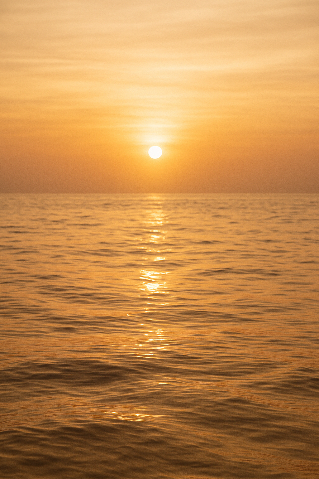 Sunset over water with a warm orange glow